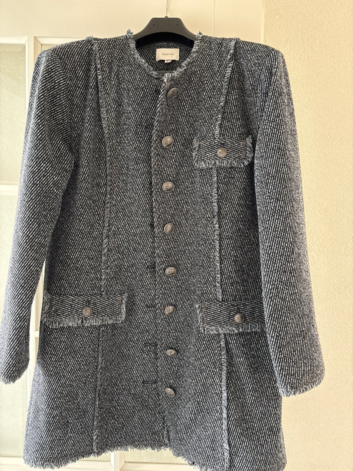 Gestuz tweed jas/colbert - Zo goed als nieuw, Ophalen of Verzenden, Zo goed als nieuw, Maat 42/44 (L), Blauw