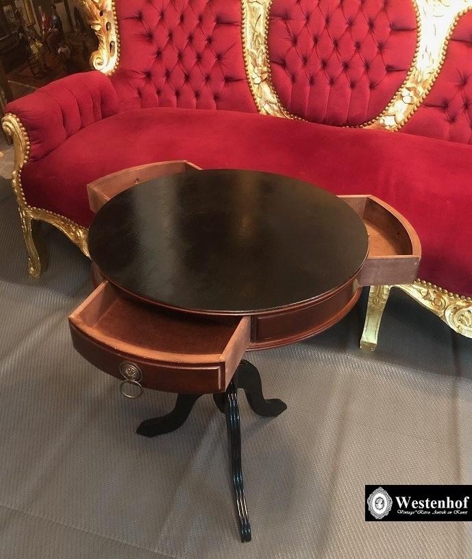 Engelse klassiek tafeltje hout met 3 lades, Ophalen of Verzenden