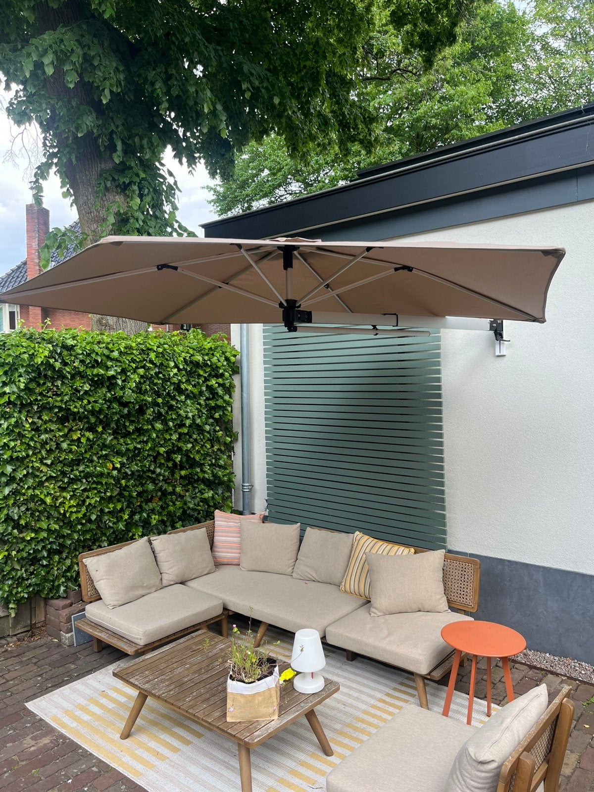 Muurparasol Prostor P4 - Solero wandparasol balkonparasol, Tuin en Terras, Parasols, Ophalen, Kantelbaar, Zo goed als nieuw, Parasolvoet