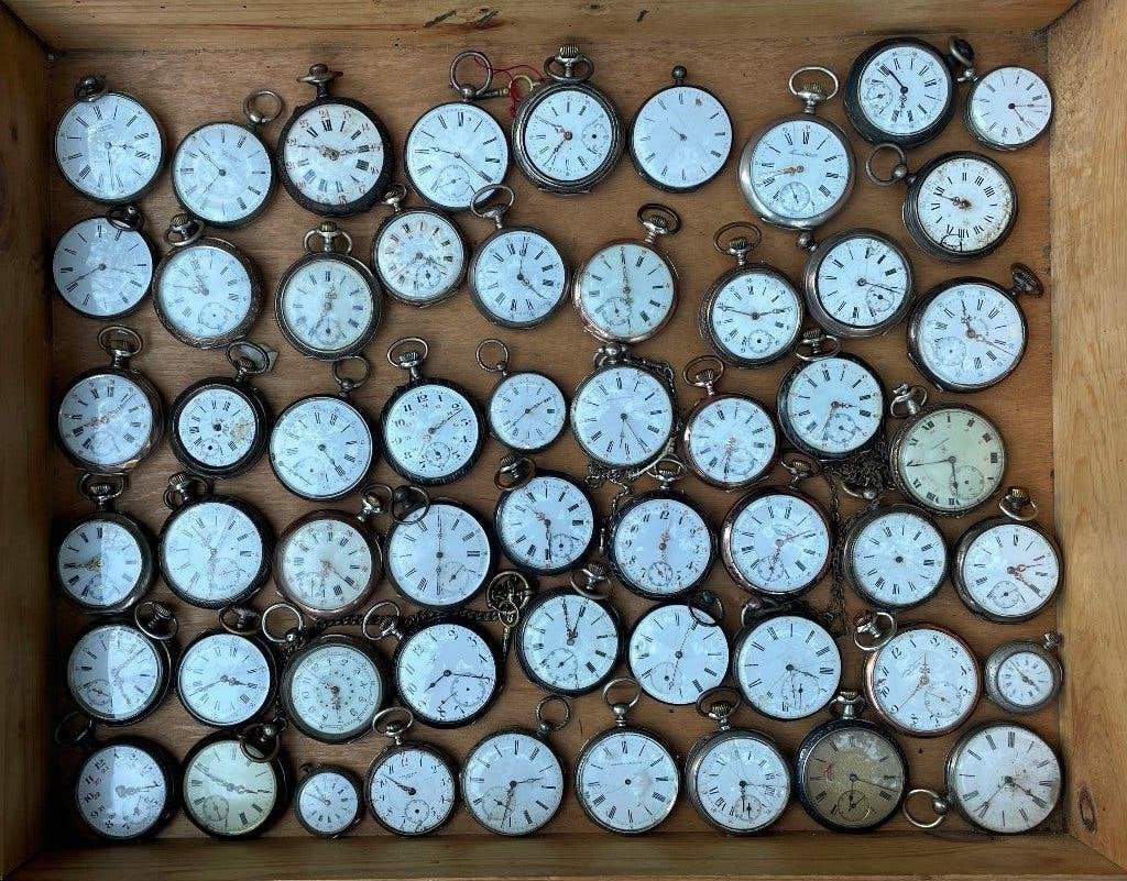 zakhorloge zilveren , lot van 55 IAXA  en diverse, Sieraden, Tassen en Uiterlijk, Horloges | Antiek, Overige merken, Zakhorloge