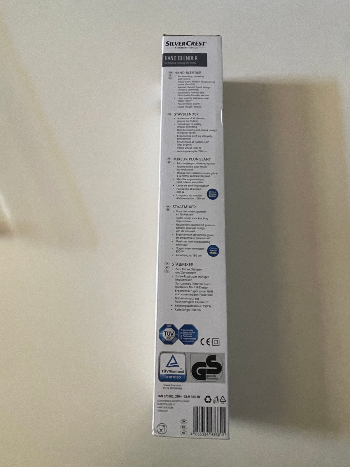 SilverCrest Handblender 350W - wit- Nieuw in doos, Ophalen of Verzenden, Nieuw, Blender
