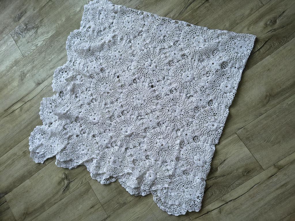 Prachtige antieke, handgemaakte witte katoenen sprei, IZGS!, Ophalen of Verzenden