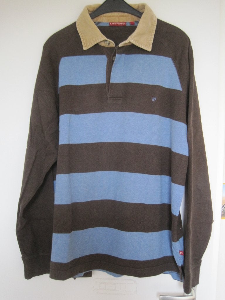 118 - Lars Norden gestreept poloshirt lange mouwen maat L, Maat 52/54 (L), Lars Norden, Zo goed als nieuw, Meerkleurig