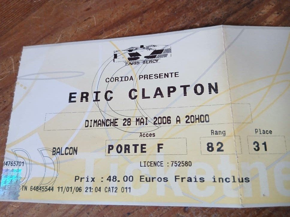 Oud ticket Eric Clapton