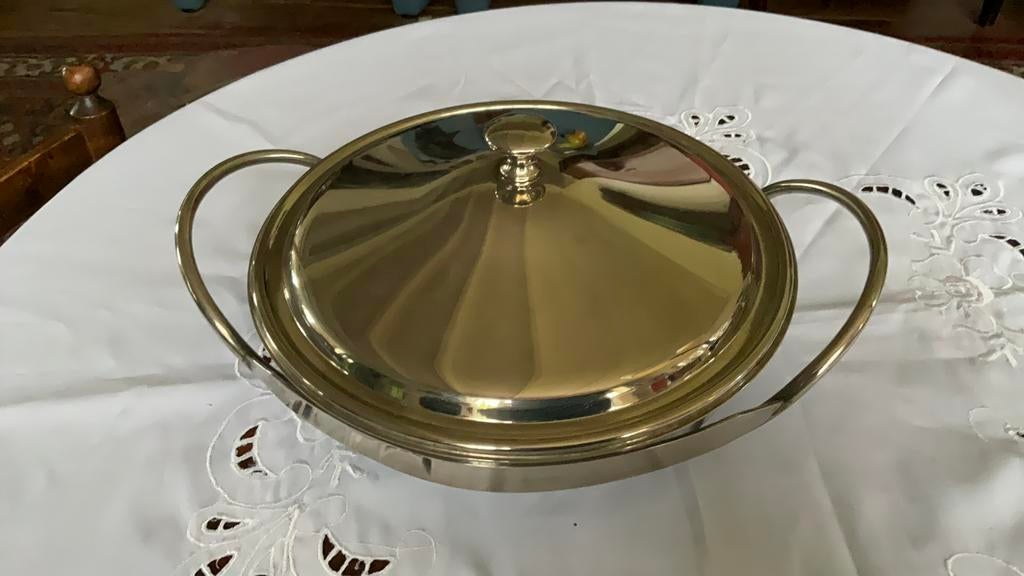 Marinex glazen schaal met verzilverde houder en deksel, Ophalen of Verzenden