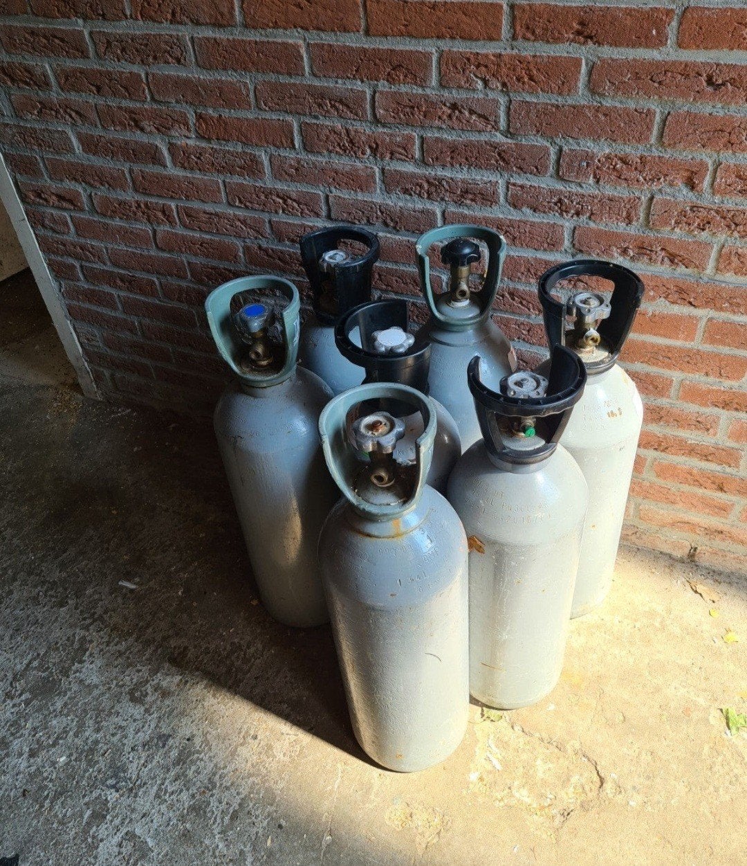 7 c02 10kg flessen te koop, 120 STATIEGELD PER STUK, Minder dan 25 liter, Ophalen, Gebruikt, Minder dan 200 liter/min