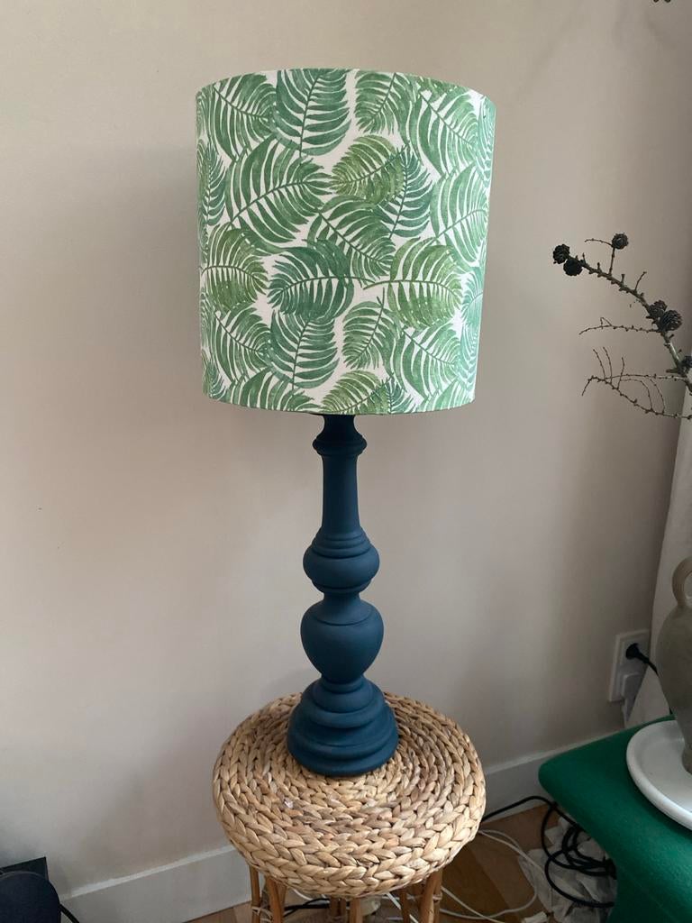 Tafellamp met botanische print kap, Ophalen, Zo goed als nieuw, Hout