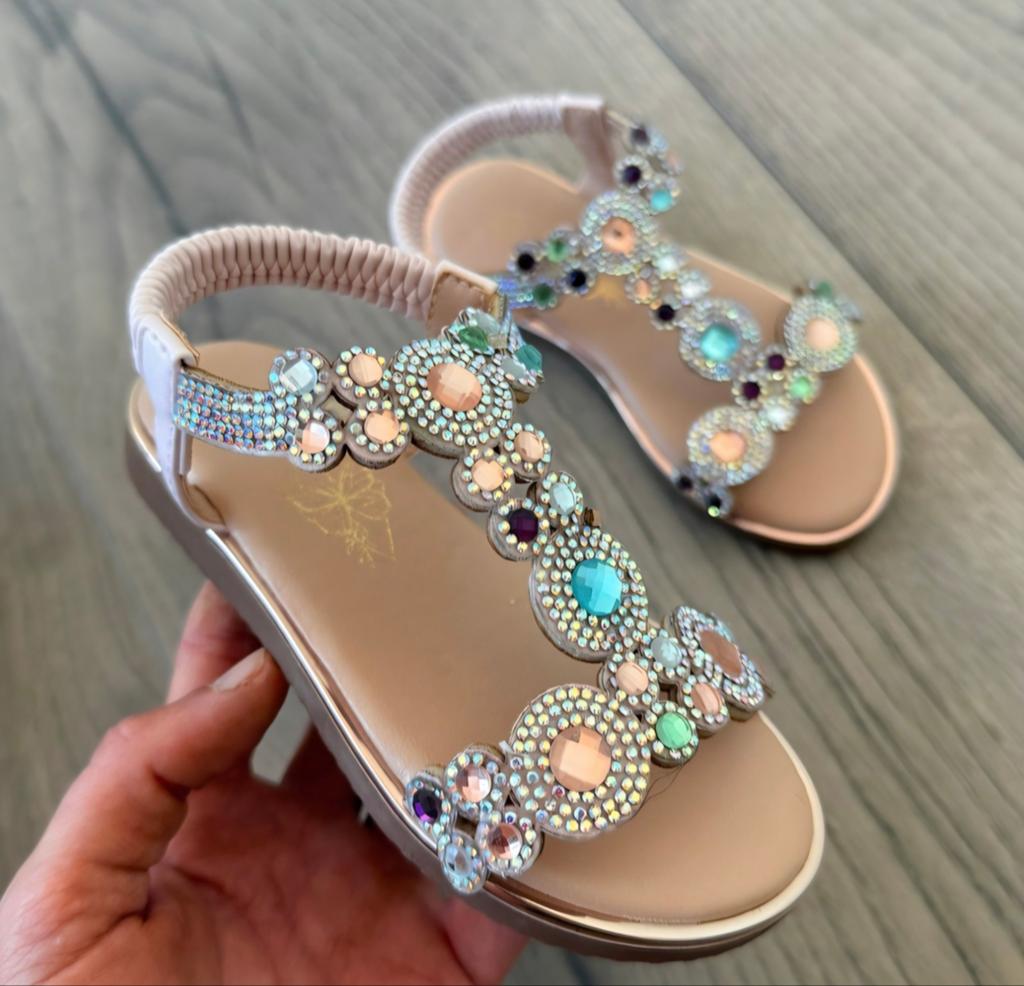 Nieuwe Bling sandalen met multi kleuren steentjes, Maat 34, Kinderen en Baby's, Kinderkleding | Schoenen en Sokken, Ophalen, Nieuw