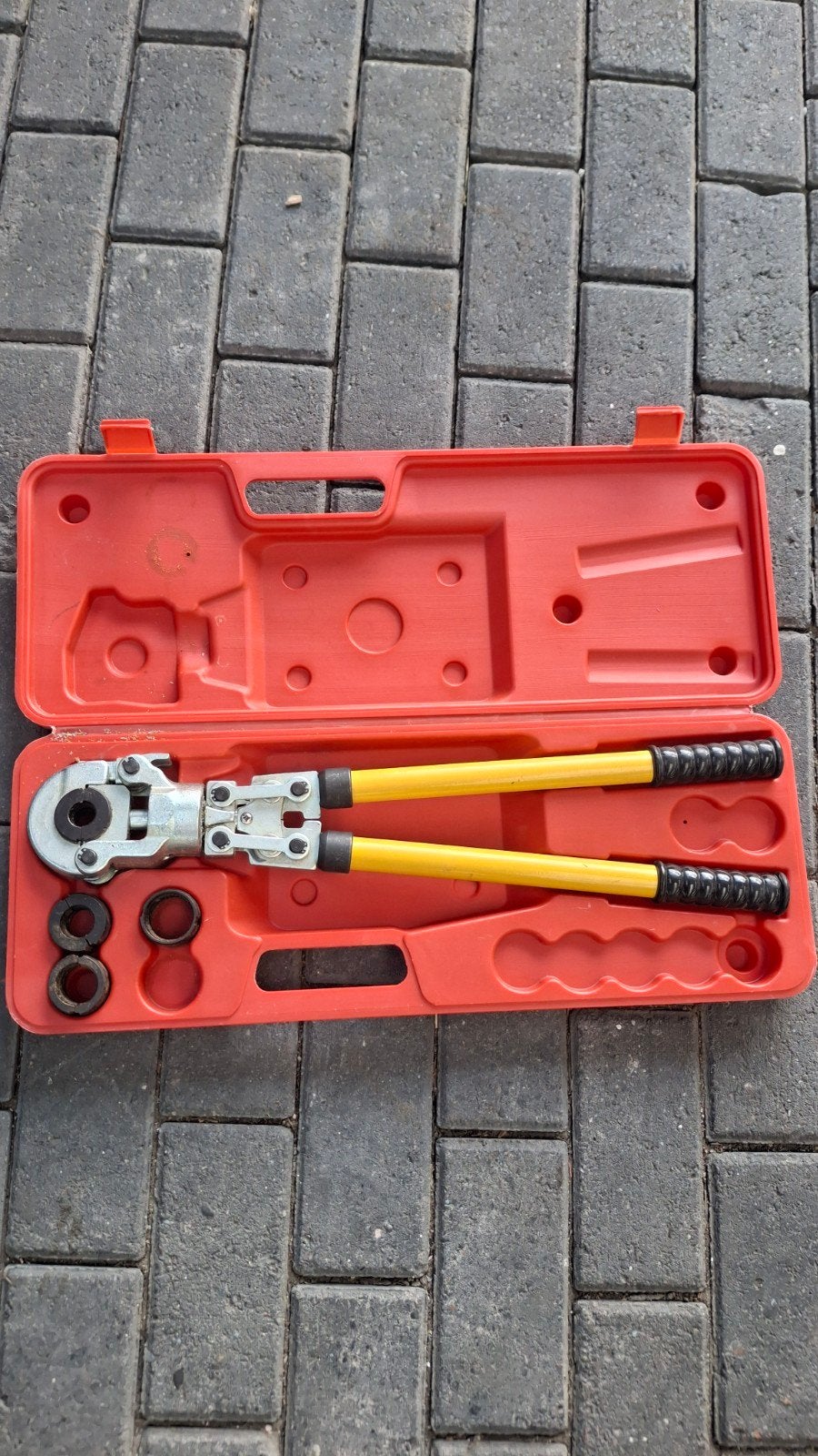 Perstang met diverse bekken in koffer voor o.a Uponor, Ophalen of Verzenden, Gebruikt, Overige typen, Overige merken