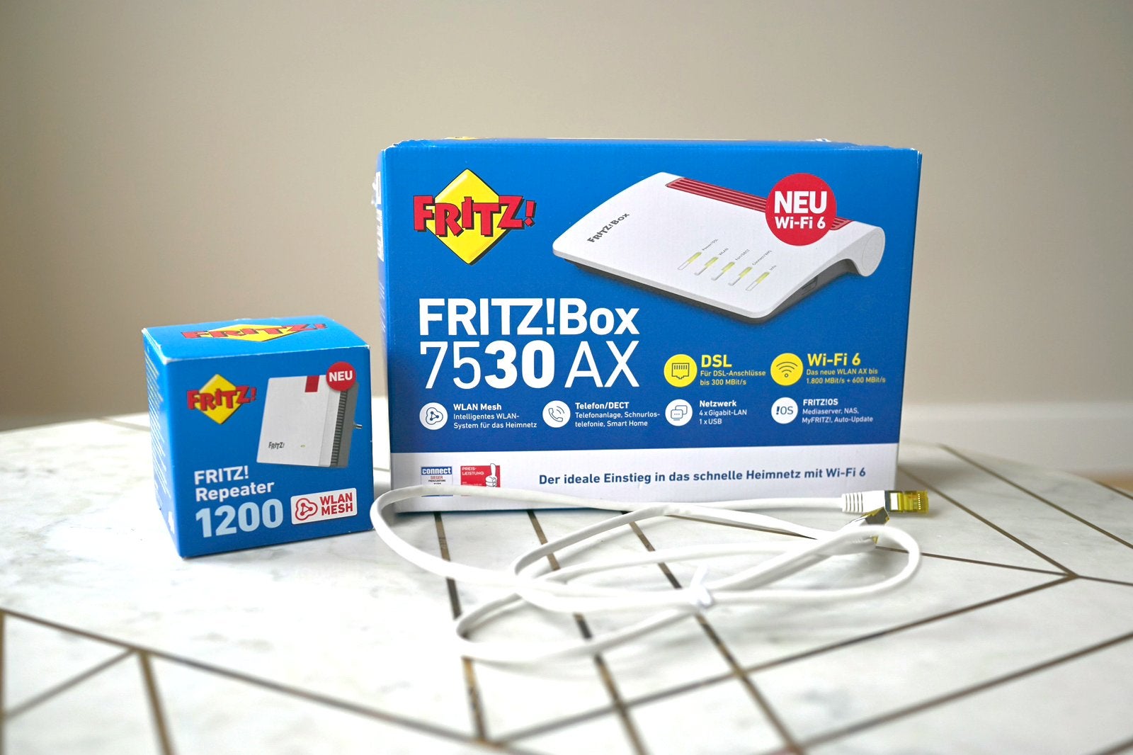Fritz!Box 7530 AX + Fritz!Repeater 1200, Ophalen of Verzenden, Zo goed als nieuw