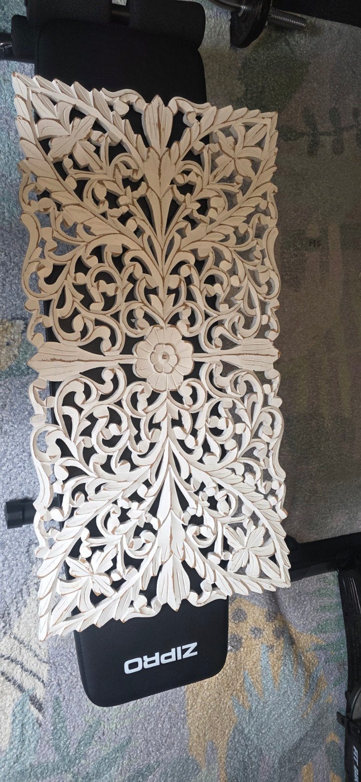Decoratief Wandpaneel Houtsnijwerk Wit - Vintage Stijl, Huis en Inrichting, Hout, Vintage, Ophalen of Verzenden, Zo goed als nieuw