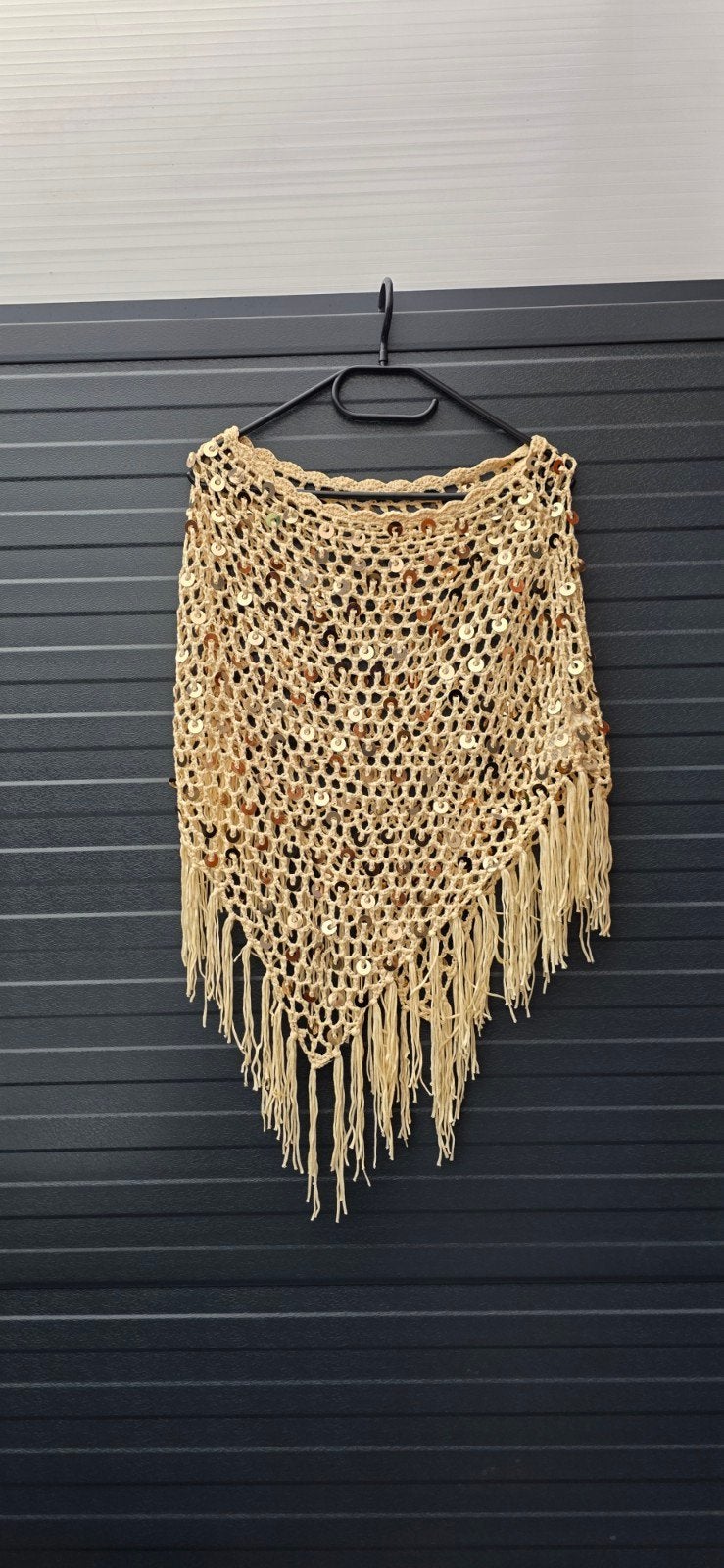Gehaakte Poncho met Pailletten - Maat M, Onbekend, Verzenden, Zo goed als nieuw