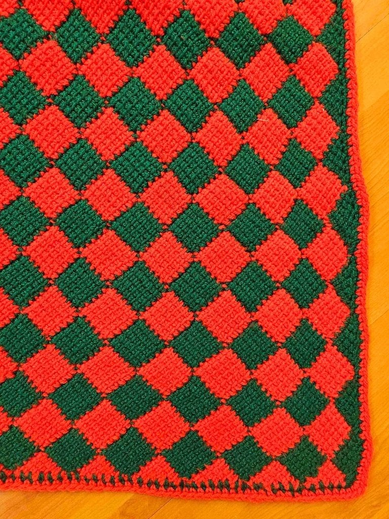 Granny Sprei Rood Groen 180/132 cm, Rood, Djt@dejuistetoon.eu, Ophalen of Verzenden, Zo goed als nieuw