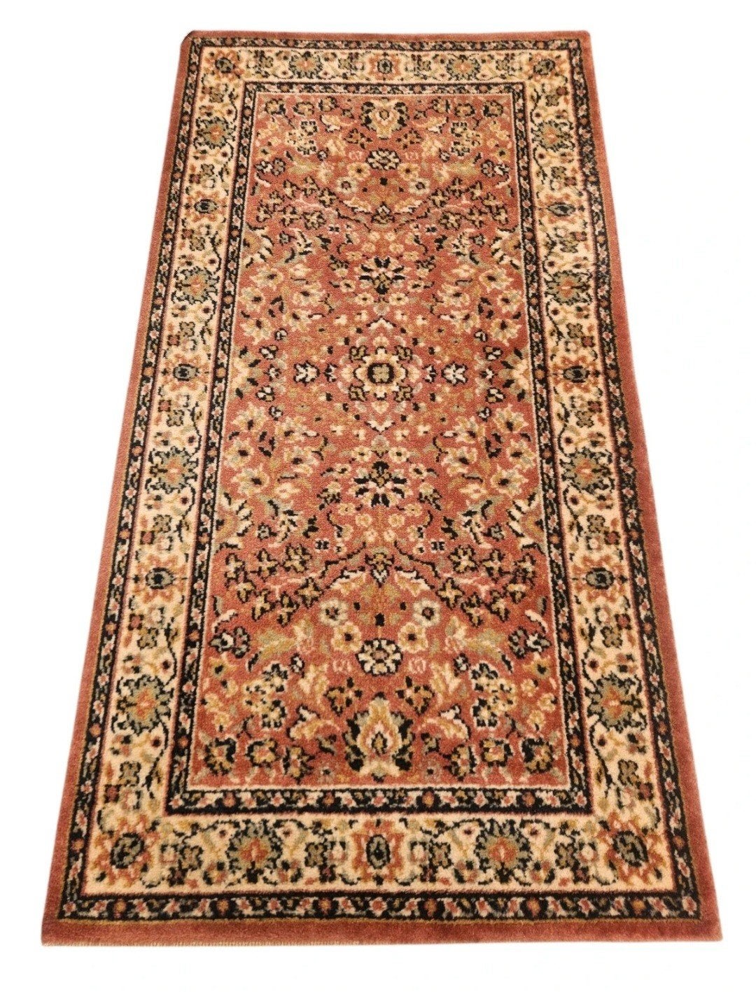 Vintage oosters wol vloerkleed Bergama floral pink 61x117cm, Gebruikt, 100 tot 150 cm, Www.hypepopup.nl, Klassiek, Perzisch, Traditioneel