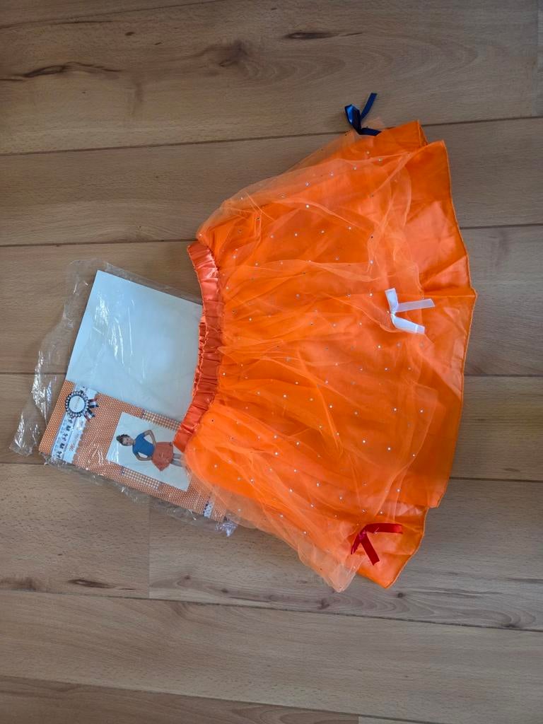 Oranje meisjes tutu rokje, maat 128 - 134 zo goed als nieuw, Ophalen of Verzenden, Nieuw, Onbekend, Meisje