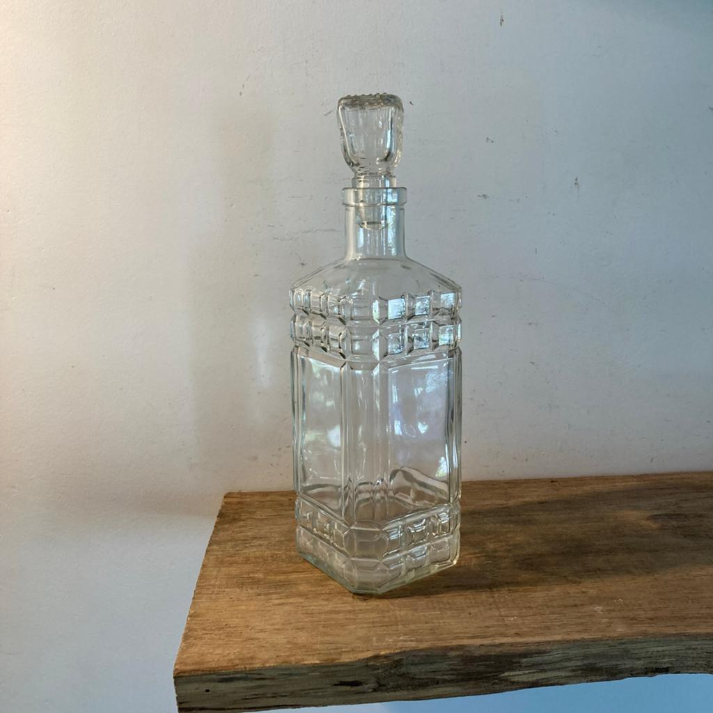 Vintage Glazen Karaf met Geslepen Design, Antiek en Kunst, Ophalen of Verzenden