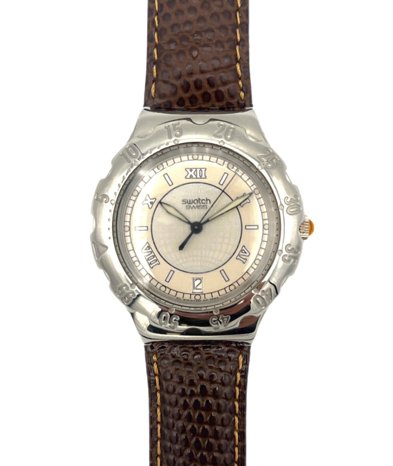 Vintage Swatch Scuba YDS400 herenhorloge (1994), Leer, Staal, Polshorloge, Swatch