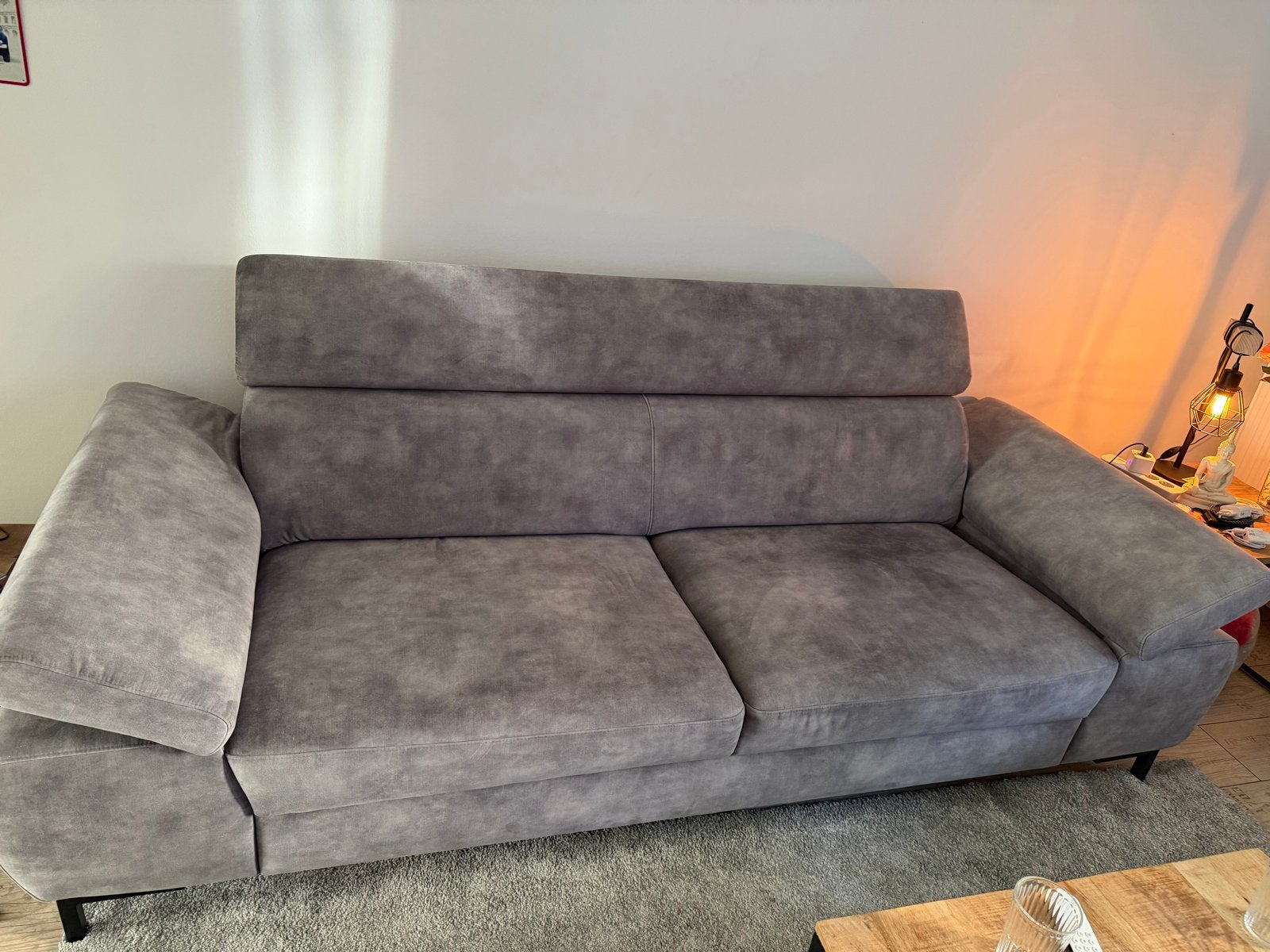 Grijze 3-zitsbank en fauteuil - Zo goed als nieuw, Huis en Inrichting, Ophalen, Tweepersoons, 75 tot 100 cm, Zo goed als nieuw