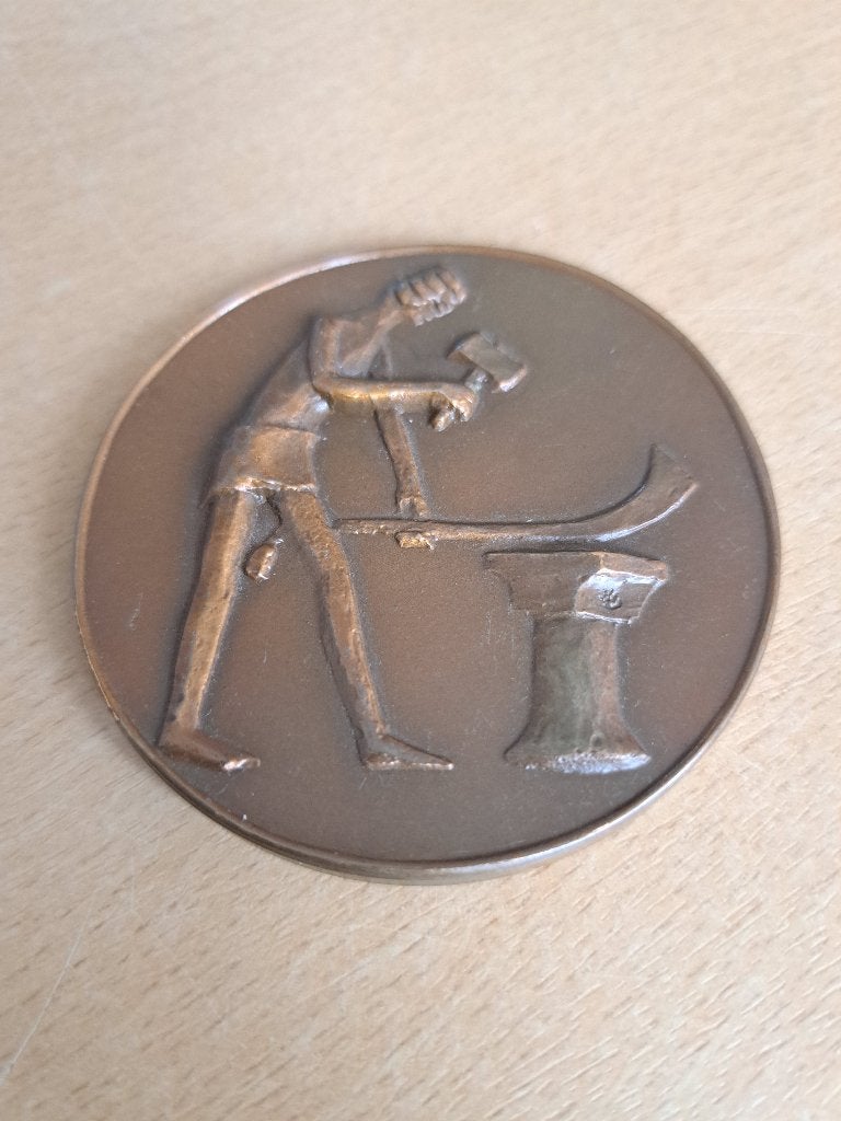 Bronzen medaille St. Eloy 1971 - Industrieel erfgoed, Ophalen of Verzenden, Brons, Nederland