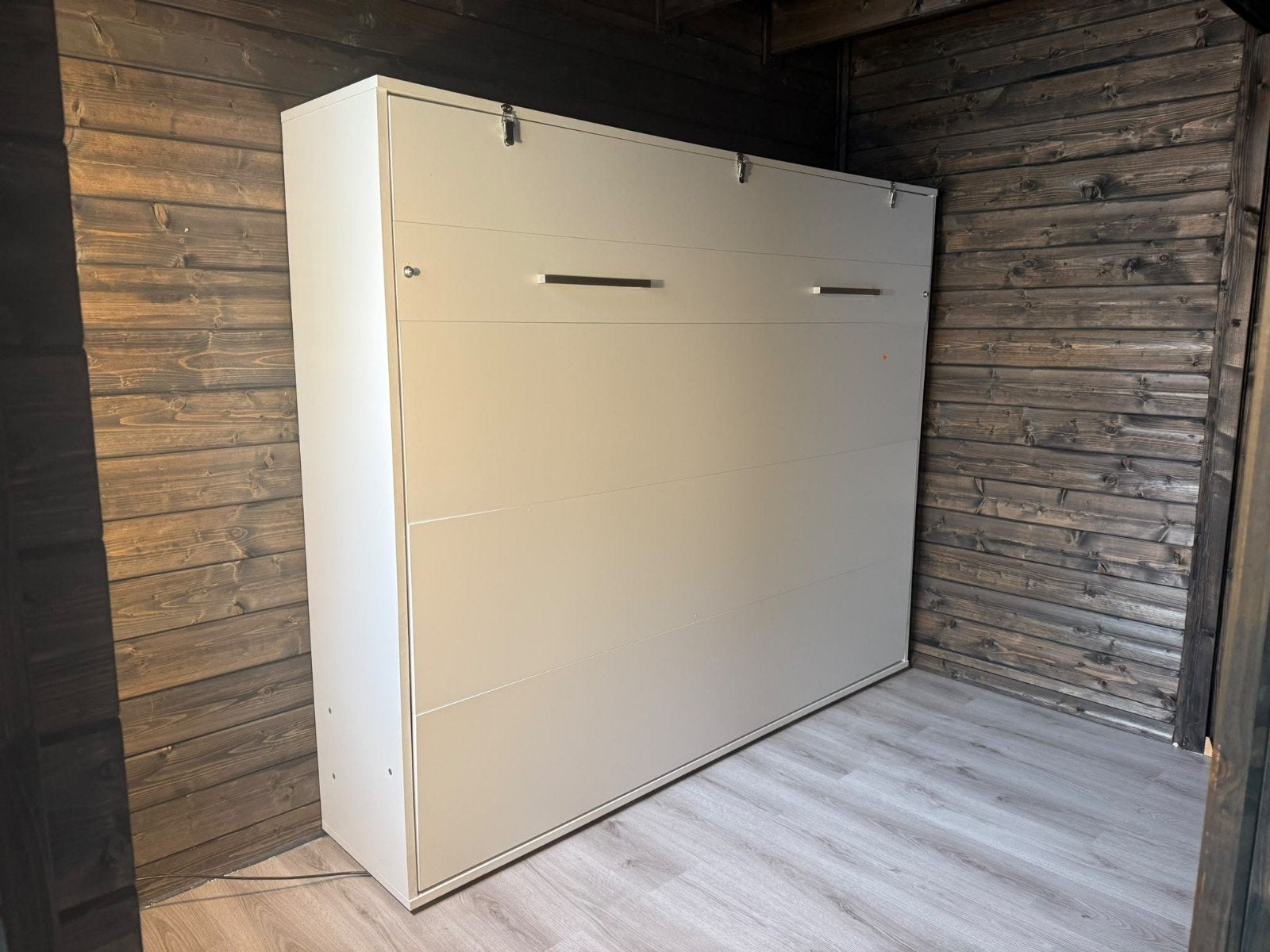 2 persoons opklapbed, Ophalen, Wit, 200 cm, 160 cm