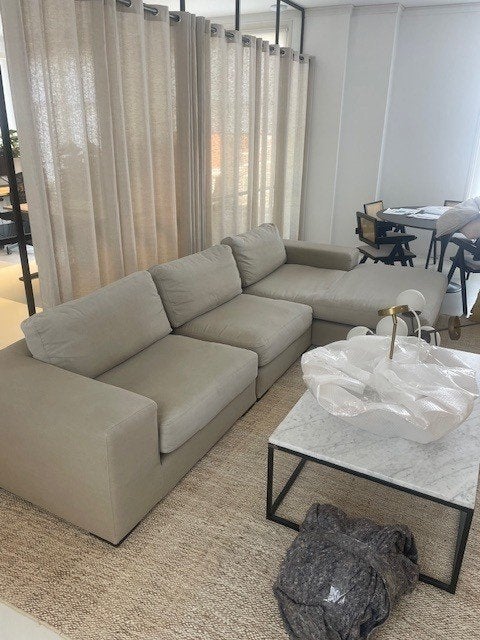 grote beige/taupe hoekbank 3.5 meter lang, Ophalen, Gebruikt, 100 tot 125 cm, Hoekbank