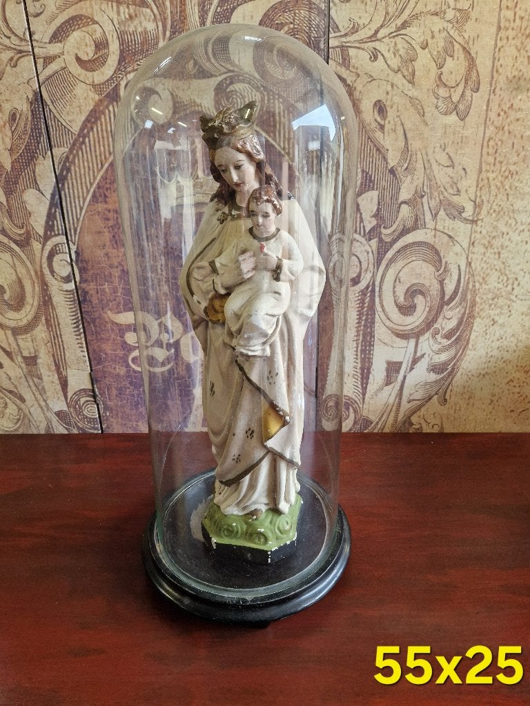 antieke stolp met mariabeeld, Antiek en Kunst, Antiek | Religie, Ophalen of Verzenden