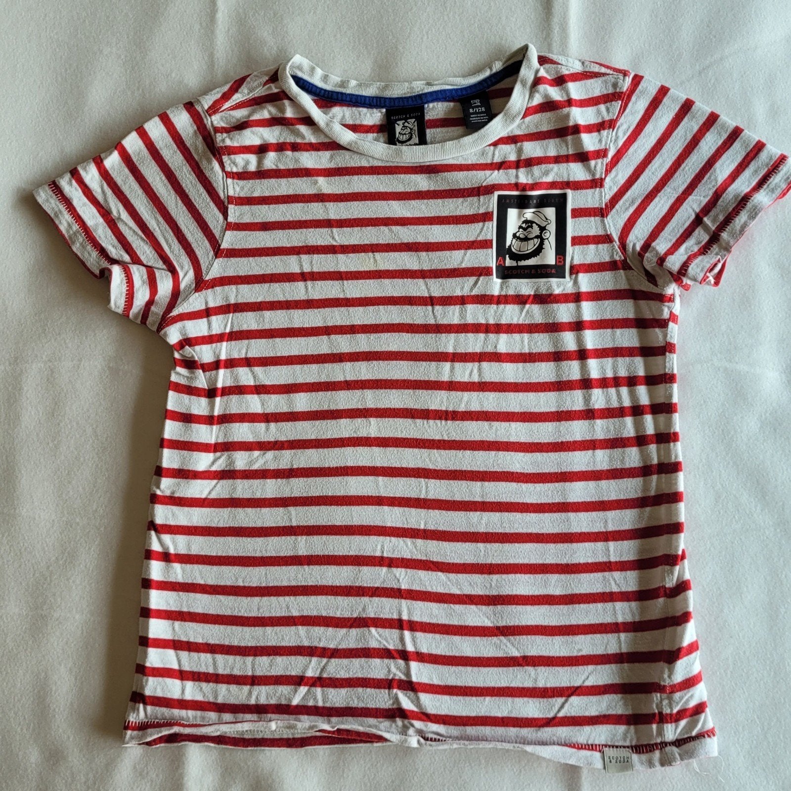 Scotch & Soda AMS Blauw T-shirt - Maat 8/128, Gebruikt, Jongen of Meisje, Ophalen of Verzenden, Shirt of Longsleeve