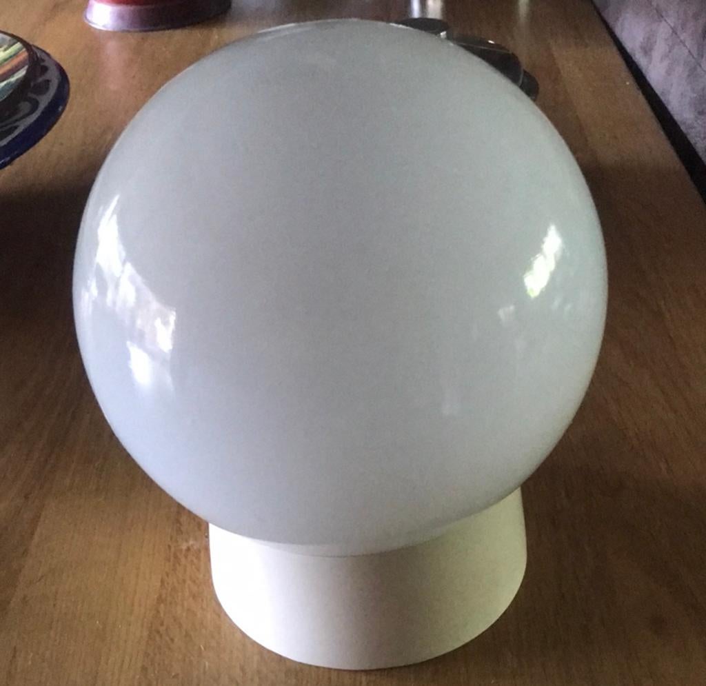 Vintage glazen bol lamp - melkglas plafondlamp plafonnière, Ophalen of Verzenden, Gebruikt