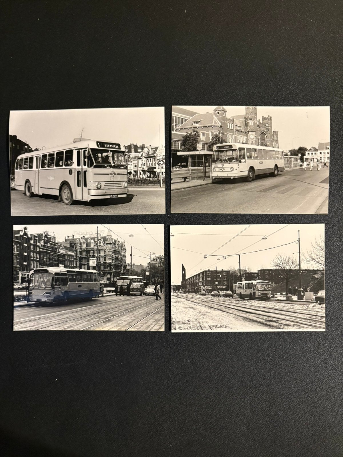4 foto’s bussen NZH (jaren 50/60), Ophalen of Verzenden, Gebruikt, Bus of Metro