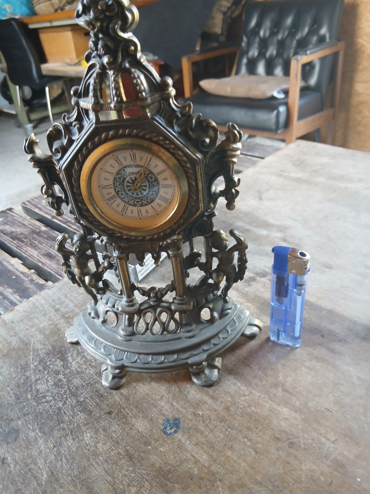 23 cm Opwindbare Koperen Engelen Pendule, Ophalen