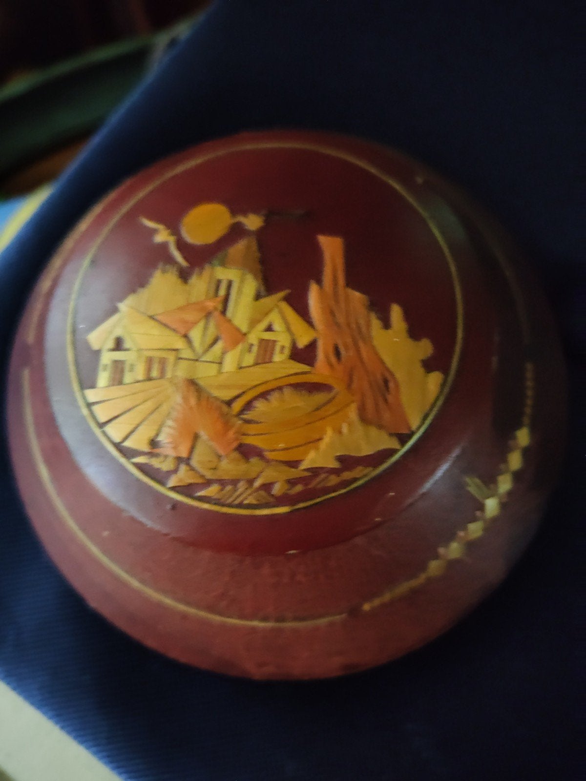 Vintage handwerk doosje, ingelegd, Antiek en Kunst, Ophalen of Verzenden