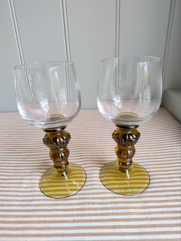 Vintage! 2x prachtig glas Roemer jaren 60 Theresienthal, Antiek en Kunst, Antiek | Glas en Kristal, Ophalen of Verzenden