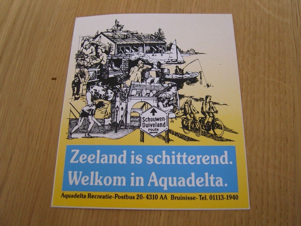 sticker zeeland is schitterend welkom in aquadelta strip, Ophalen, Zo goed als nieuw