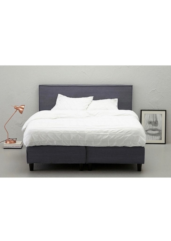 Boxspring 140x200 Denim Blauw | Luxe Hoofdbord, Ophalen, Blauw, 140 cm, Zo goed als nieuw