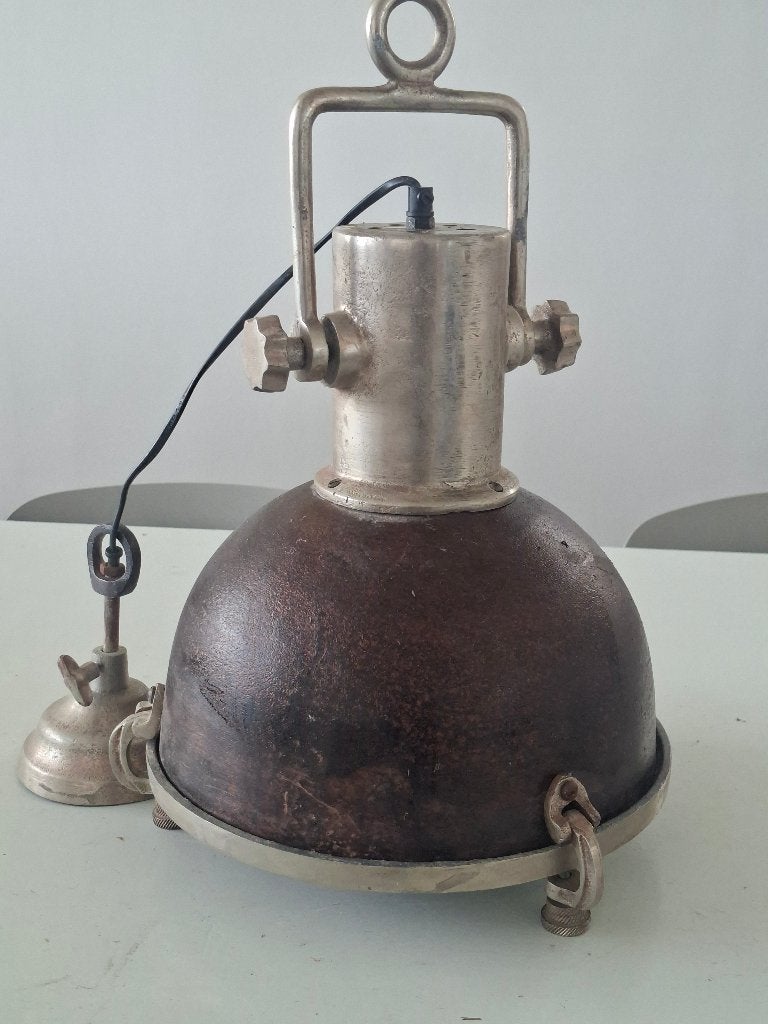 Industriele grote hanglamp metaal scheepslamp retro design, Gebruikt, Metaal, Industrieel, E27 (groot)