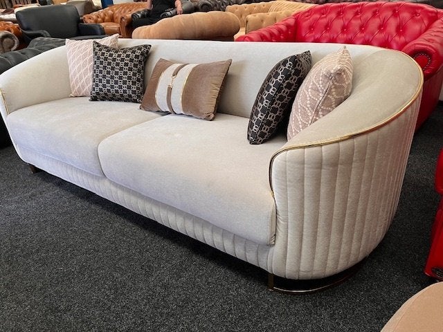 Velvet- Fluweel Loungebank (( Showmodel )) 3 Zits  Nu € 525,, Ophalen, Lounge, Driepersoons, Zo goed als nieuw
