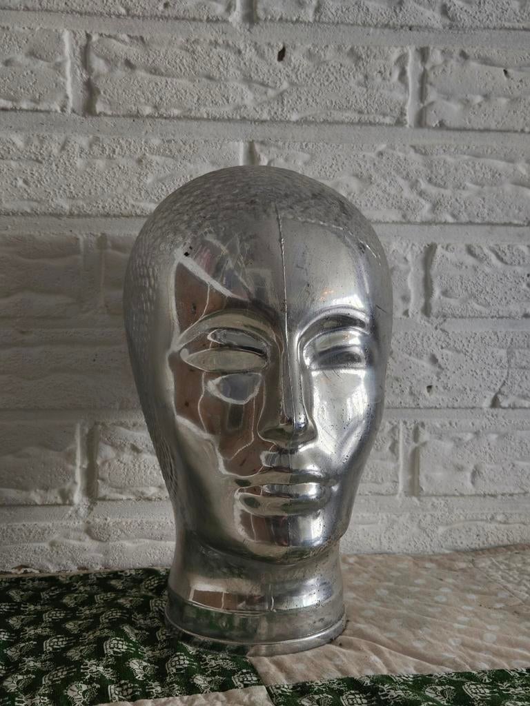 Zilver vintage glazen hoofd, Ophalen of Verzenden