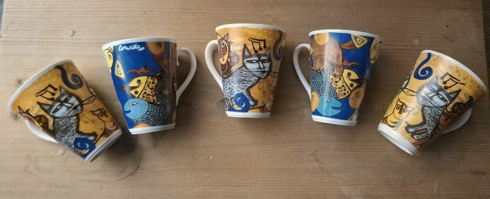 Set van 5 Corneille mokken - Fine Bone China, Overige merken, Vintage, Zo goed als nieuw, Porselein