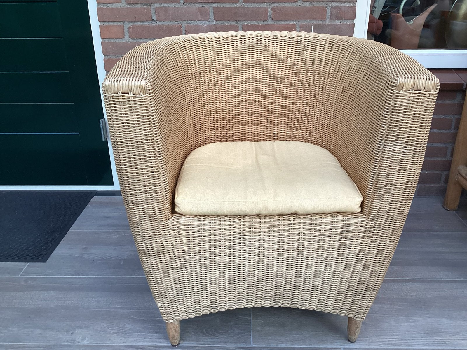 Mooie, comfortabele pitriet fauteuil, Ophalen, Gebruikt, Riet of Rotan, 75 tot 100 cm