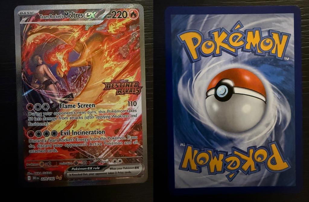 Team Rocket’s Moltres ex 229/182 Stamped NM B-1, Ophalen of Verzenden, Zo goed als nieuw, Losse kaart, Foil