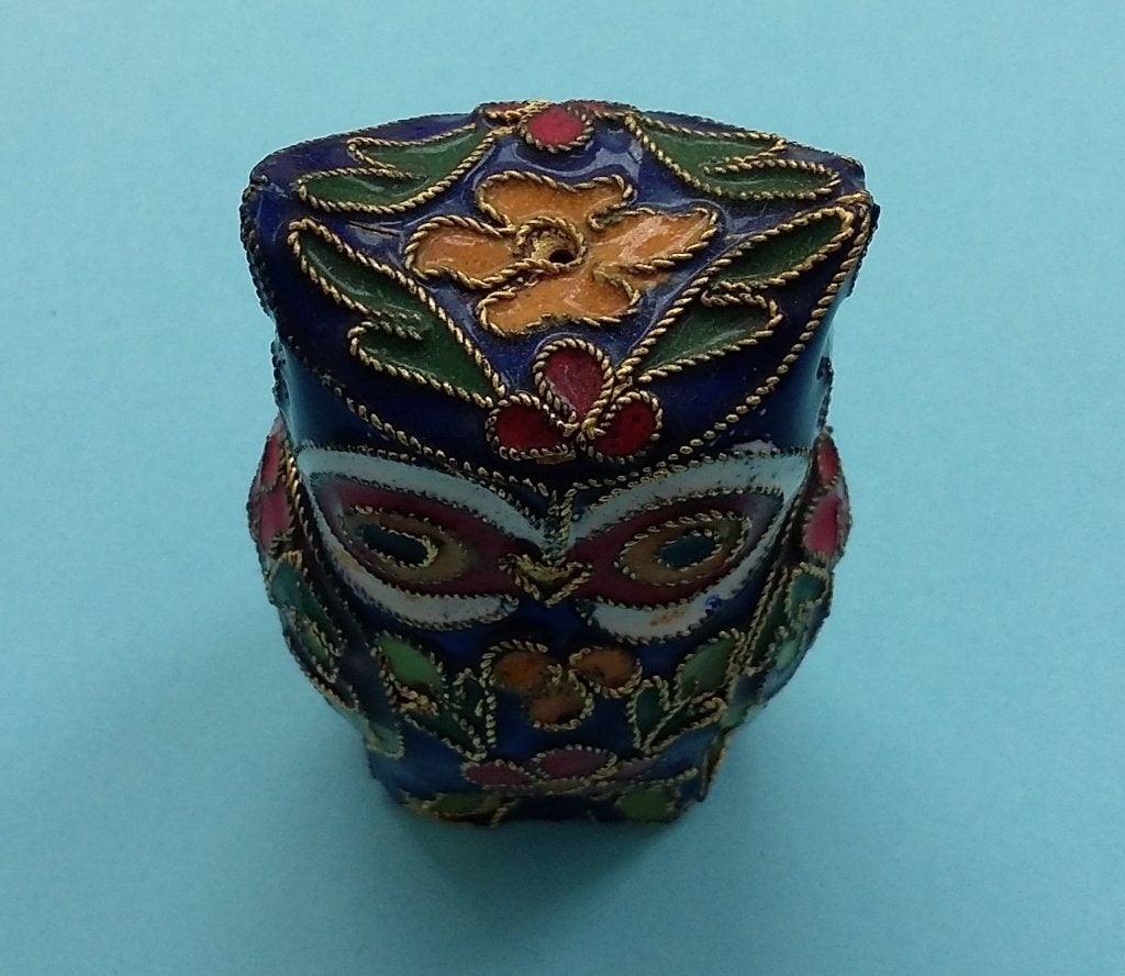 20 ste eeuw Cloisonne Emaille Beeld Wijze Uil Uiltje China, Antiek en Kunst, Ophalen of Verzenden, China, Meerkleurig, Metaal