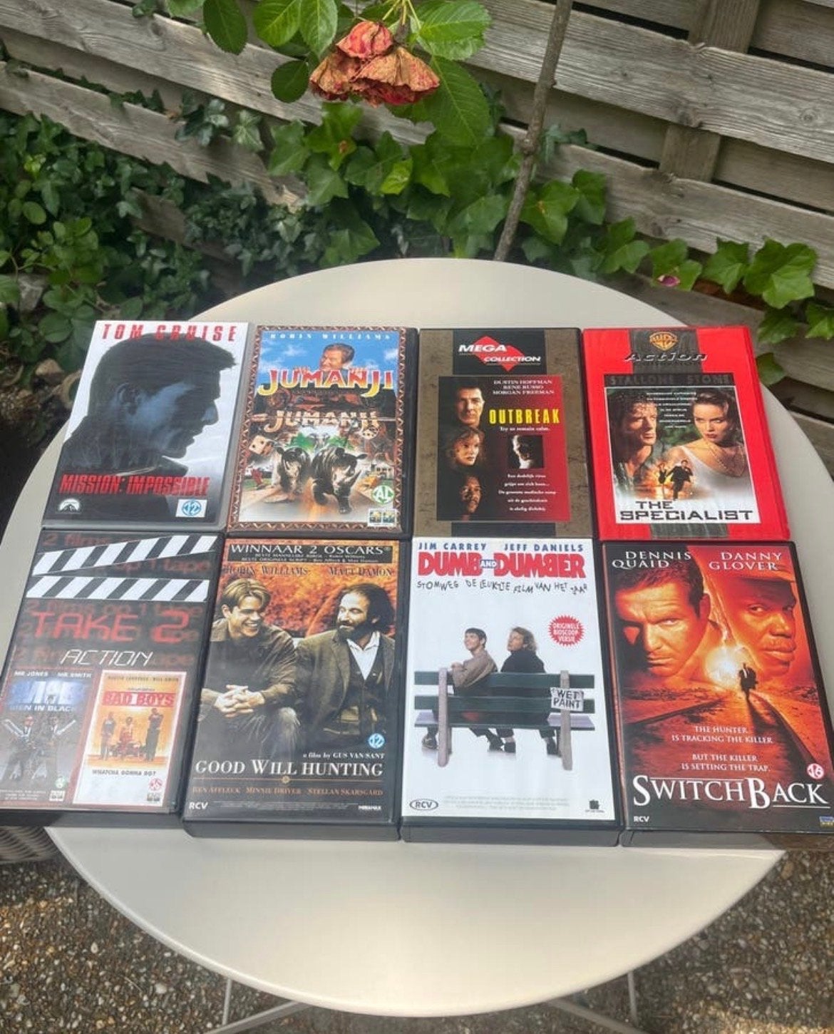 8 VHS-videobanden: Mission: Impossible, Jumanji, Dumb & Dumb, Ophalen of Verzenden, Actie en Avontuur, VHS, Gebruikt
