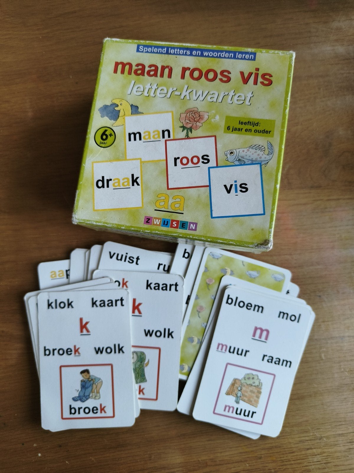 Maan Roos Vis Letterkwartet - Spelend letters leren, Ophalen of Verzenden, Gebruikt, Taal en Lezen