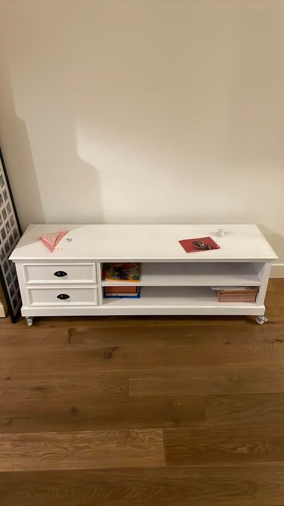 Maison du Monde TV Meubel - Wit met lades, Huis en Inrichting, Ophalen, Zo goed als nieuw, 200 cm of meer, Minder dan 100 cm