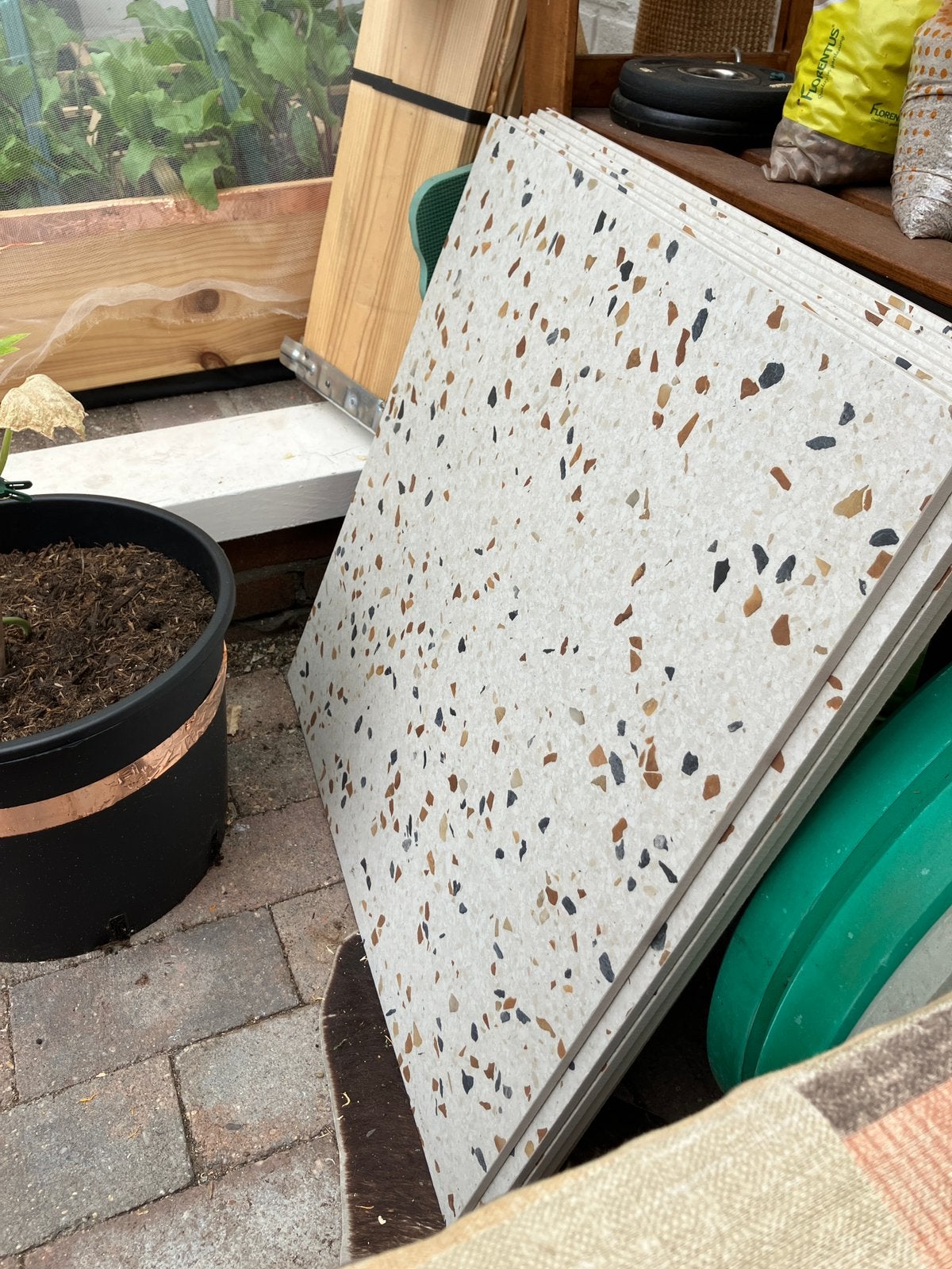 6x Terrazzo look tegel ‘Fiorano’ 60x60x0,9, Doe-het-zelf en Verbouw, Tegels, Ophalen, 60 cm of meer, Nieuw, Minder dan 5 m²