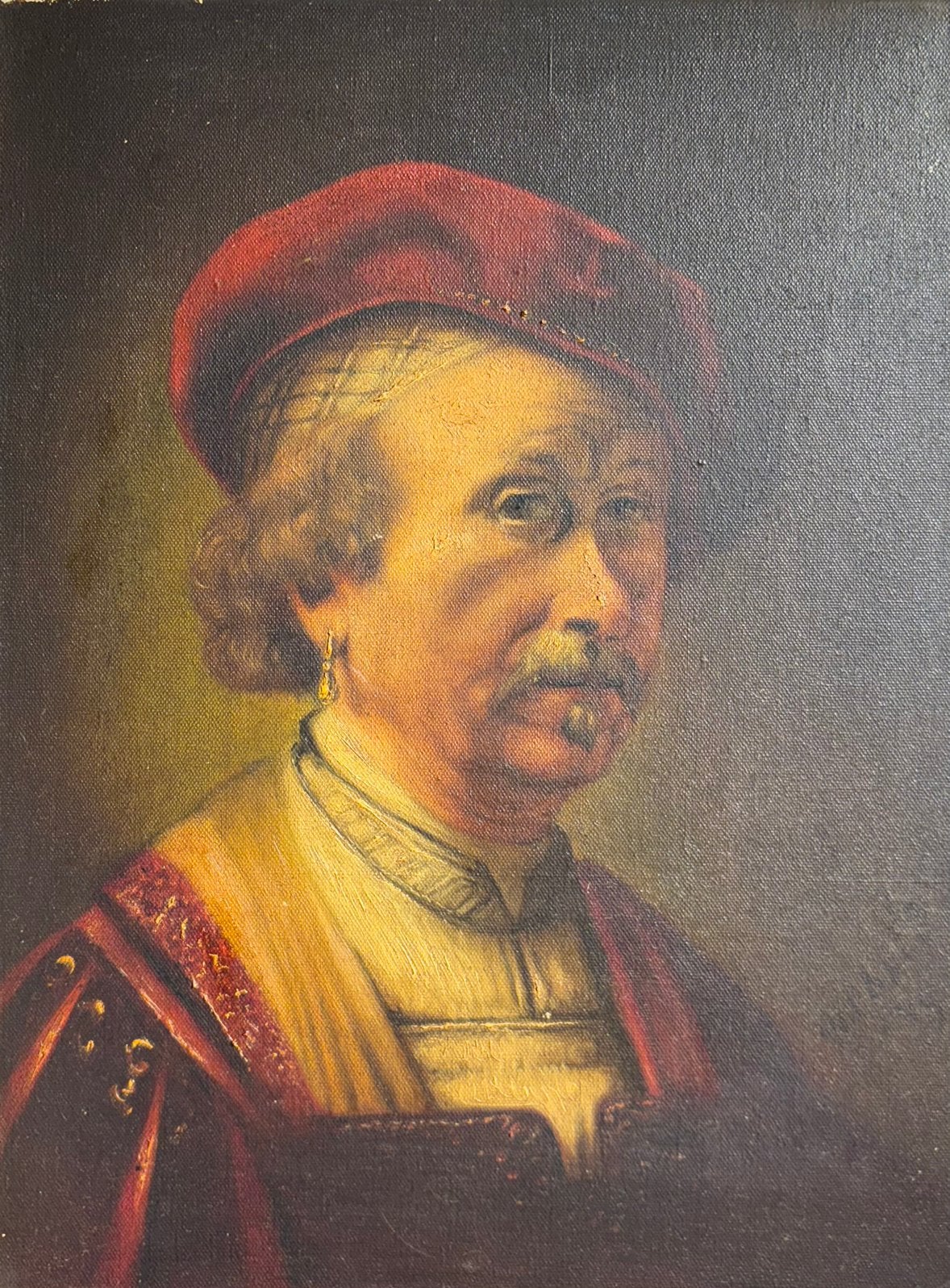 portret van Rembrandt van Rijn, Antiek en Kunst, Kunst | Schilderijen | Klassiek, Bijzondere lijst, Doek, Portret of Personen