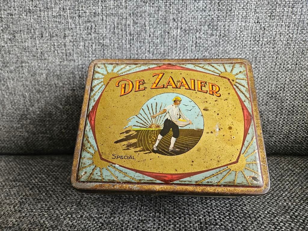 Vintage 'De Zaaier' sigarenblik - 50 sigaren, Verzamelen, Ophalen of Verzenden, Gebruikt, Overige