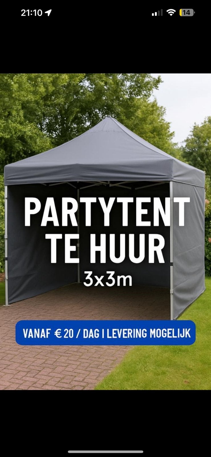 Partytent 3x3 te huur! Optioneel 3x6!, Ophalen of Verzenden, Zo goed als nieuw, Minder dan 5 meter