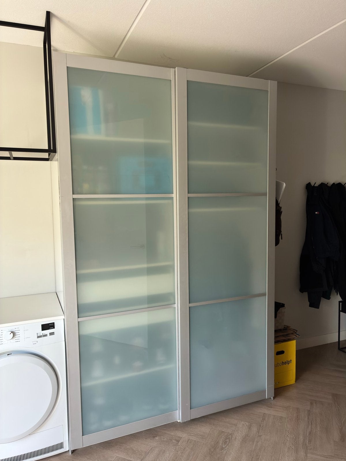 IKEA pax Kledingkast met schuifdeuren en  glazen panelen, Ophalen, Met plank(en), Gebruikt, 100 tot 150 cm