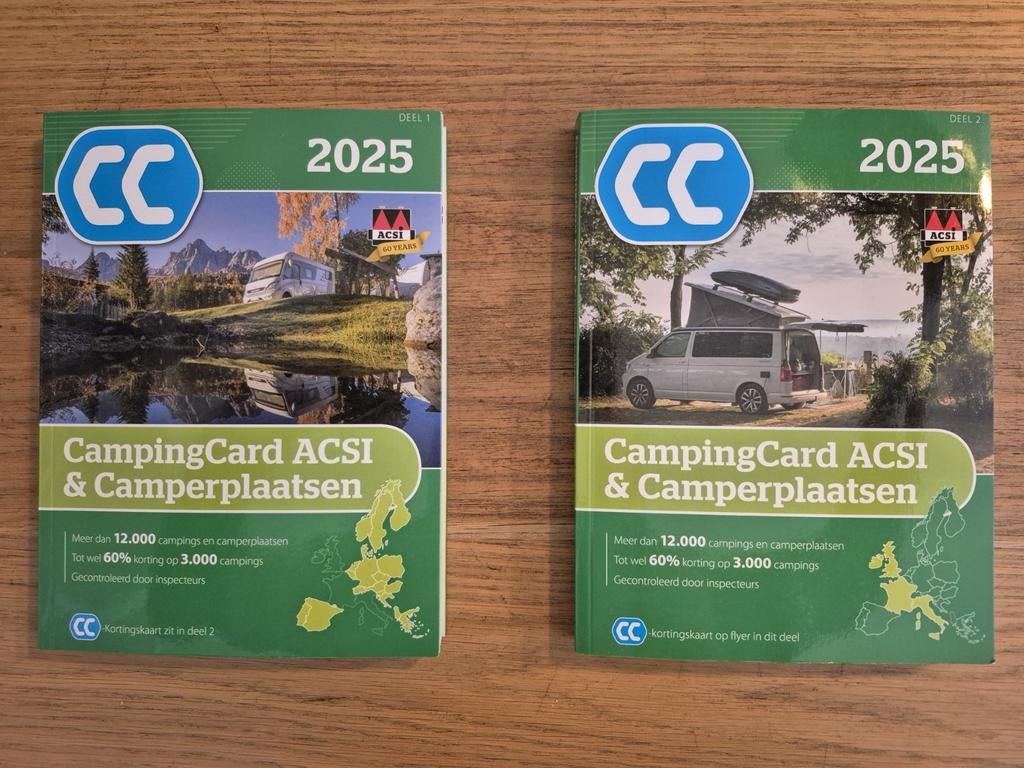 CampingCard ACSI & Camperplaatsen 2025 - Deel 1 & 2, Overige merken, ACSI, Budget, Europa
